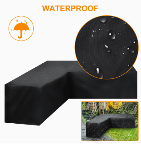12 Sizes L-Shape All-Weather Cover Waterproof Rattan Corner Furniture Protector Garden Patio Outdoor Sofa Cover Dust Cover270*200*82cm.