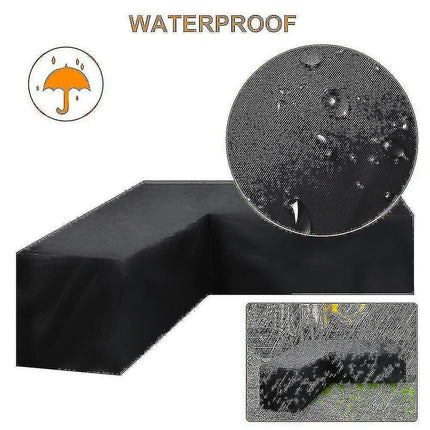 12 Sizes L-Shape All-Weather Cover Waterproof Rattan Corner Furniture Protector Garden Patio Outdoor Sofa Cover Dust Cover215*215*87cm.
