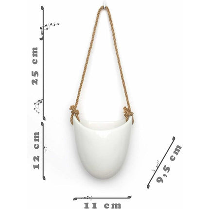 3-Pack White Ceramic Wall Pots.