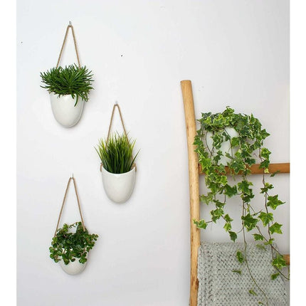3-Pack White Ceramic Wall Pots.