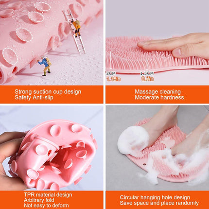 2-Pack Shower Scrubber for Back and Feet, Wall-Mounted Silicone Back Scrubber, Bath Massage Cushion Brush with Suction Cups.