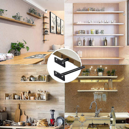 Heavy Duty Invisible Floating Shelf Bracket 4 pcs, Metal Hidden Bracket Compatible with Wood.