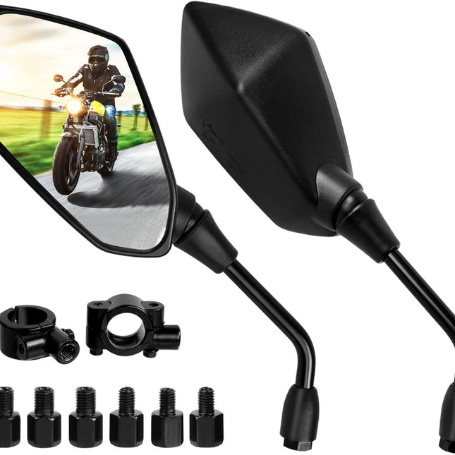 Motorcycle Rearview Mirrors Universal Pair Compatible with Motorcycles.