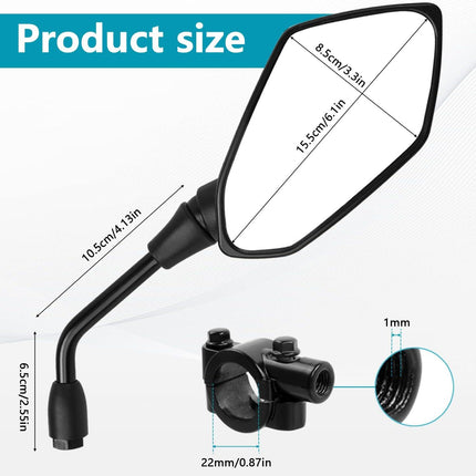 Motorcycle Rearview Mirrors Universal Pair Compatible with Motorcycles.