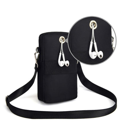 Mobile Phone Bag with Shoulder Strap in Durable Nylon Polyester Black.
