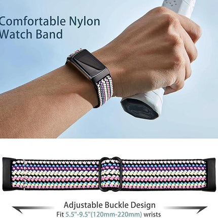 3 Elastic Wristbands, Compatible with Fitbit Charge 5/Fitbit Charge 6 Bracelet for Men and Women, Breathable and Adjustable A.