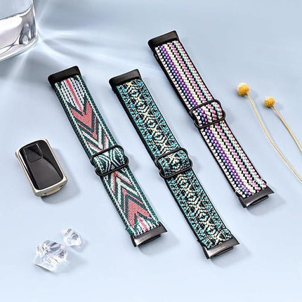3 Elastic Wristbands, Compatible with Fitbit Charge 5/Fitbit Charge 6 Bracelet for Men and Women, Breathable and Adjustable A.