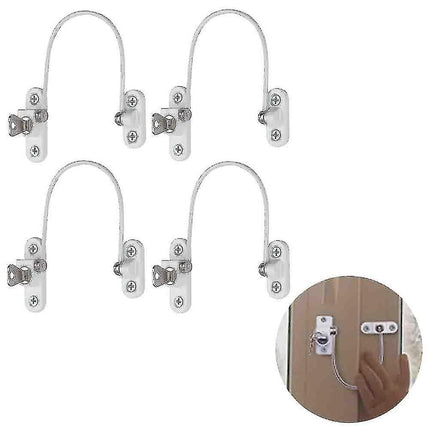 4 pcs Window Limiter, Window Stopper, Childproof Window Lock, Window Lock, Door Lock - White.