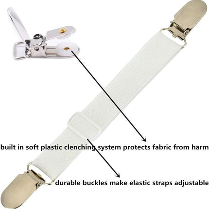 Sheet Clips Buckles Sheet Holder Mattress Clips, 4 pcs Adjustable Elastic Sheet Fasteners Buckles Holders.