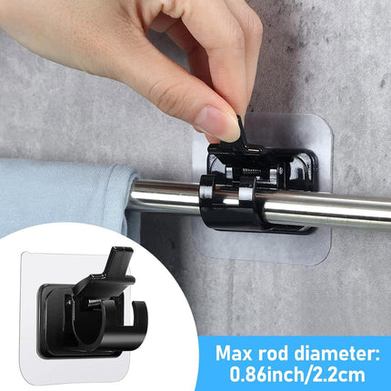 6 pcs Self-Adhesive Curtain Rod Holders, Nail-Free Adjustable Curtain Rod Brackets, Curtain Rod Wall Mounts (Black).