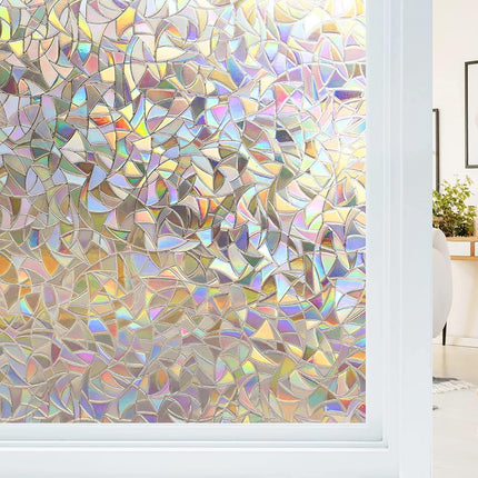 Electrostatic Window Film Anti Glare Anti UV 45x200cm Rainbow 3D Decorative.