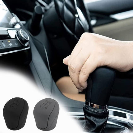 Car Silicone Gear Shift Knob Covers Black Grey 2 Pack 6-Speed Compatible with Various Models.