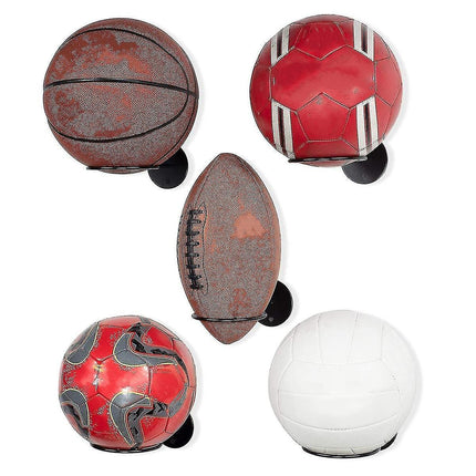 3pcs Wall Mounted Ball Rack Iron Basketball Storage Display Holder Football Rugby Hanging Rack Space Saving - Perfect Black 3pc.