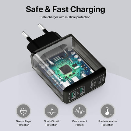 USB C Charger, 40W Fast Charger with Multiple Outlets, Compatible withSamsung and Xiaomi, USB Charging Plug Adapter.