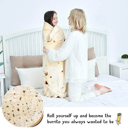 Burrito Blanket, Double Sided, Giant Flour Tortilla Blanket.