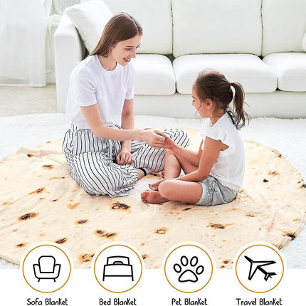 Burrito Blanket, Double Sided, Giant Flour Tortilla Blanket.