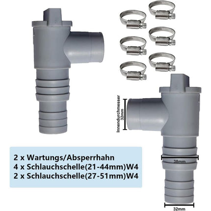 Pool Shutoff Valve 32mm Hose Connection 2-Pack Double Split Pool Maintenance Valve.