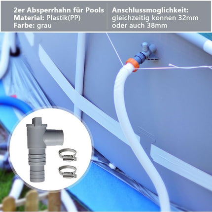 Pool Shutoff Valve 32mm Hose Connection 2-Pack Double Split Pool Maintenance Valve.