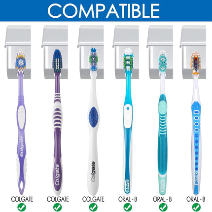 Wall-mounted toothbrush holder with 6 compartments and self-adhesive.