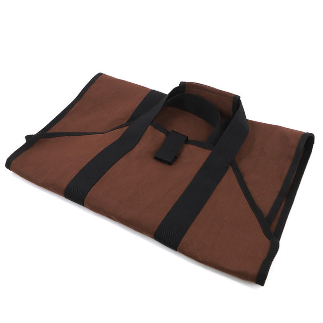 Canvas Firewood Basket Bag Water-Resistant Foldable for Wood-Burning Stoves Camping Accessories.