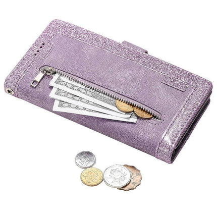 Compatible with Samsung Galaxy S25 Ultra Case PU Leather Wallet Cover with Zipper and 9 Card Slots.