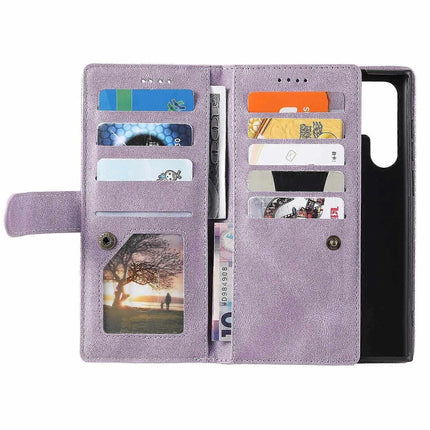 Compatible with Samsung Galaxy S25 Ultra Case PU Leather Wallet Cover with Zipper and 9 Card Slots.