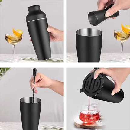 Cocktail Shaker Set - Matte Black - Stainless Steel Black Black.