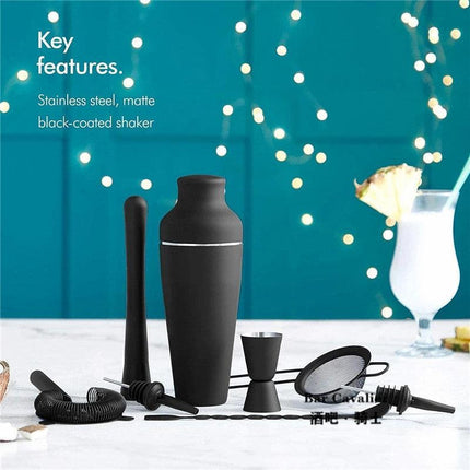 Cocktail Shaker Set - Matte Black - Stainless Steel Black Black.