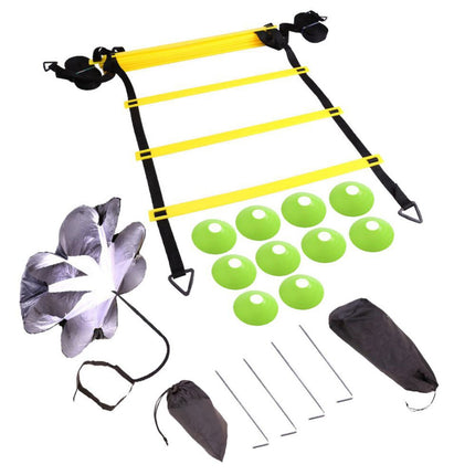 Football Speed and Agility Training Equipment 18-Piece Set with Ladders, Cones, Parachute.