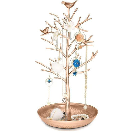 Vintage jewelry tree with 3 birds (bronze).
