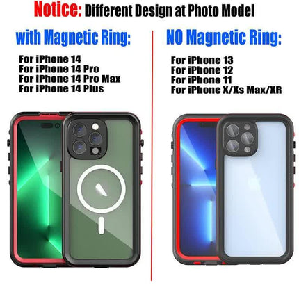 Waterproof Case for iPhone 15 14 13 12 11 Pro Max XS Max XR 7 8 IP68 Diving Swimming Transparent Black.