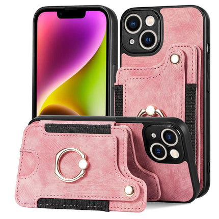 iPhone 11 Compatible Leather Case with RFID Blocking Multi-Functional Card Holder Lanyard Anti-Theft Ring Light Purple.
