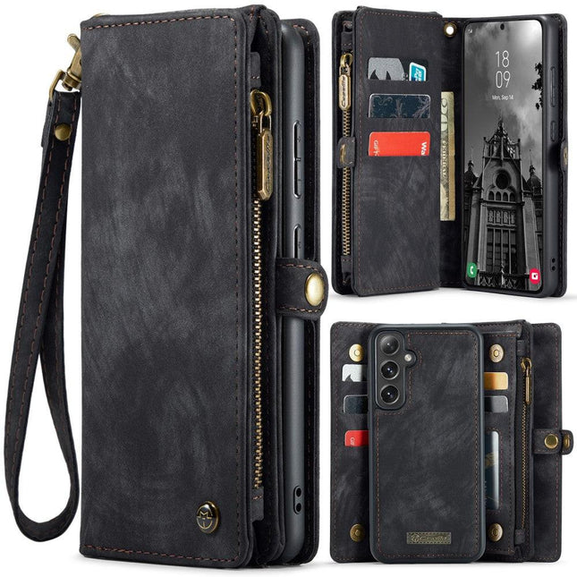 Galaxy S25 Wallet Case with Multi-Slot 2-in-1 Design Black Slim Protective Cover with Card Holder for Compatible with Samsung S25.