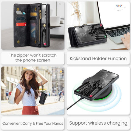 Galaxy S25 Wallet Case with Multi-Slot 2-in-1 Design Black Slim Protective Cover with Card Holder for Compatible with Samsung S25.