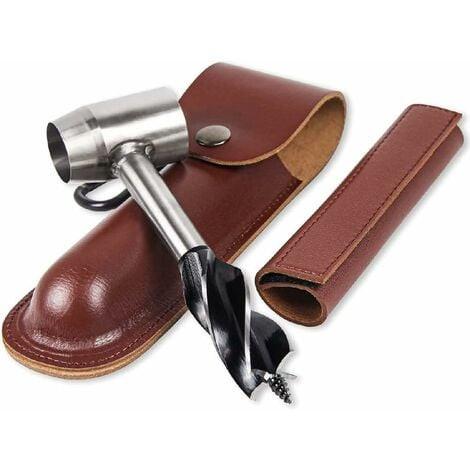 Hand Drill for Woodworking with Leather Case Compatible with Bushcraft Settlers Tools Outdoor Woodworking Drill for Holes and Plugs.