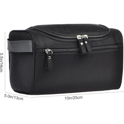 Men's Small Travel Toiletry Bag Black for Shaving Shower Hygiene Items.