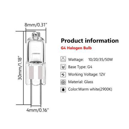 10 pcs Halogen Bulbs Capsule Lamps Lamps Lights G4-12V-35W.