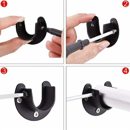 Wall Mounted Clothes Rod Holder for 1.26 Inch Diameter, Shower Curtain Rod Bracket, 2-Pack.
