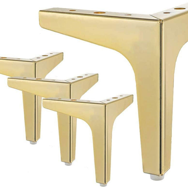 Metal Furniture Legs 4-Pack Black 10 cm Gold for Sofa Cabinet Couch Ottoman Table 90 kg Load Capacity.