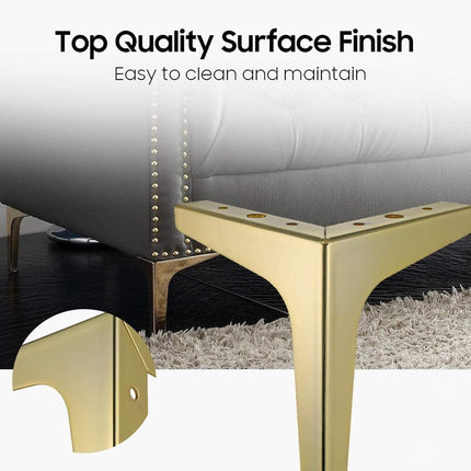 Metal Furniture Legs 4-Pack Black 10 cm Gold for Sofa Cabinet Couch Ottoman Table 90 kg Load Capacity.