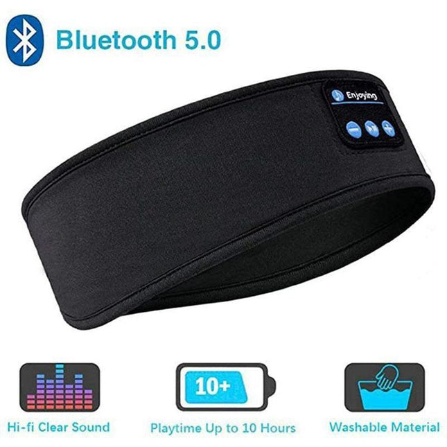 Wireless Headband Headphones Compatible with All Devices for Running Sleeping Music Black.