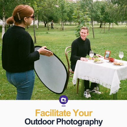 5-in-1 Foldable Light Reflector 60 x 90 cm Large Oval Portable Photo Reflector with Carrying Bag.