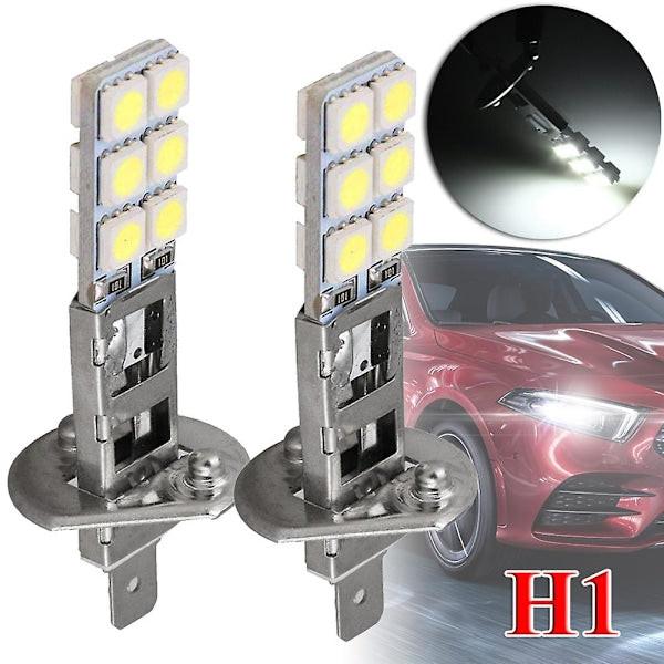 2 pcs H1 LED Headlight Bulbs Kit 6000K Super White 55W Fog Light with 12 SMD 5050 Chips.