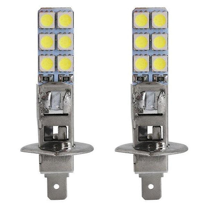 2 pcs H1 LED Headlight Bulbs Kit 6000K Super White 55W Fog Light with 12 SMD 5050 Chips.