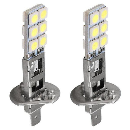 2 pcs H1 LED Headlight Bulbs Kit 6000K Super White 55W Fog Light with 12 SMD 5050 Chips.