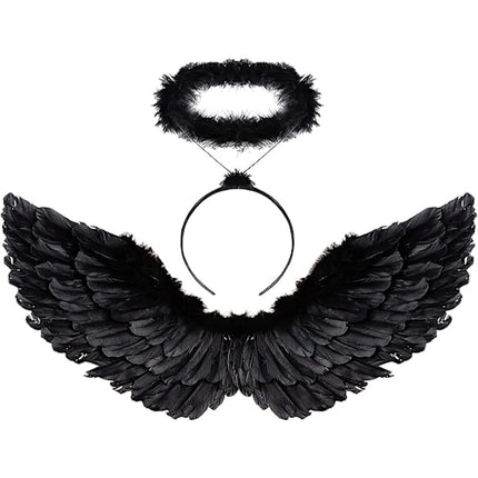 Halloween Devil Feather Wings for Kids Black Costume Accessories.
