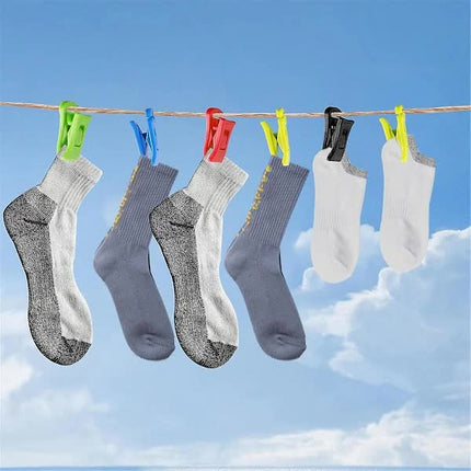 Sock Clips 60 Pack for Washing Machine and Dryer, Laundry Clips with Hooks, Sock Holder Set.