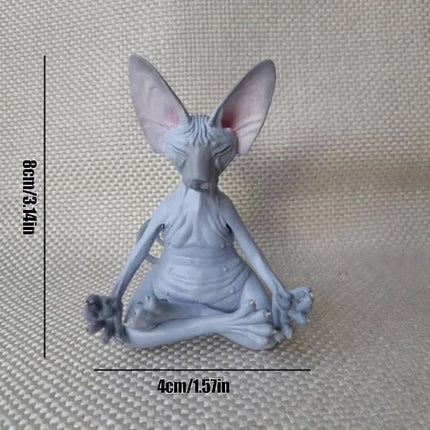 Meditating Cat Figurines Set of 4 Handmade Decorative Collectible Toys.