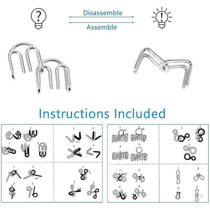 8pcs Metal Brain Teaser Puzzle Rings IQ Training Game for Kids and Adults Board Games.