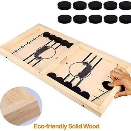 Hockey Table Game, Wooden Fast Sling Puck Game, Super Football Table Compatible with Sports Games.